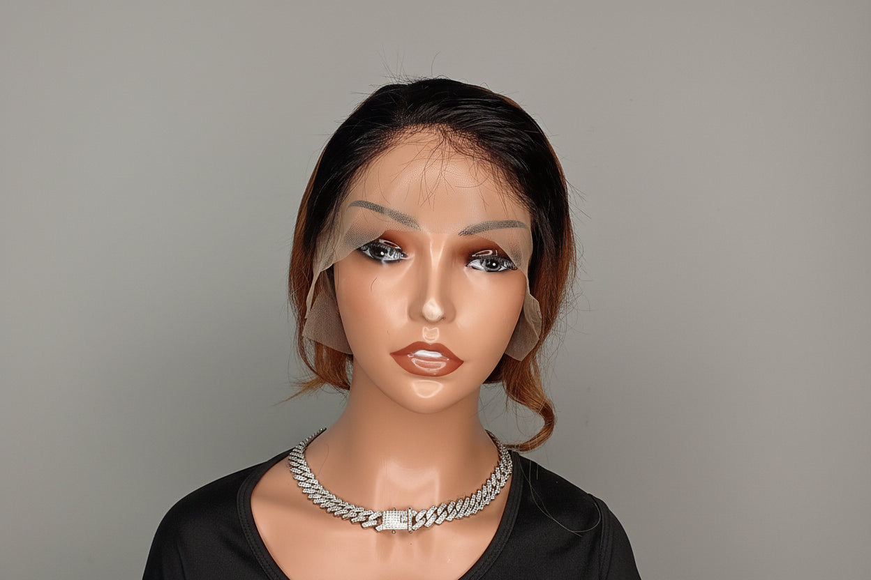 Tiwa wig brown color with dark root 